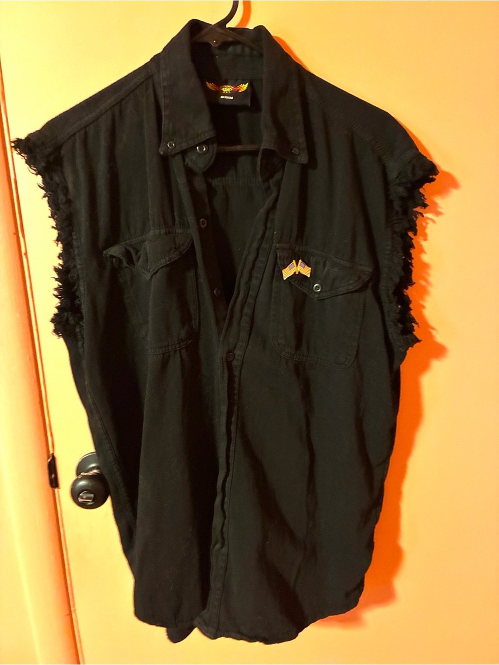 Cool jean type vest bought at Daytona Bike Week. Worn once, Unisex size M.